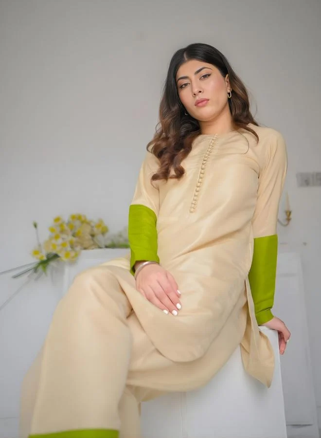 زوك طقم منسق من بنطال وبلوزة تونيك طويلة بأزرار